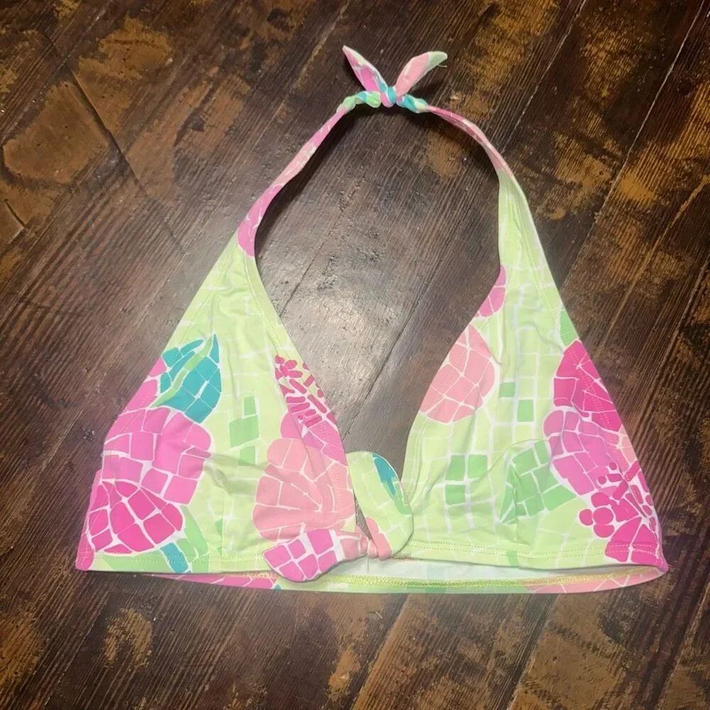 Lilly Pulitzer pink & green pineapple vintage S/M bikini top